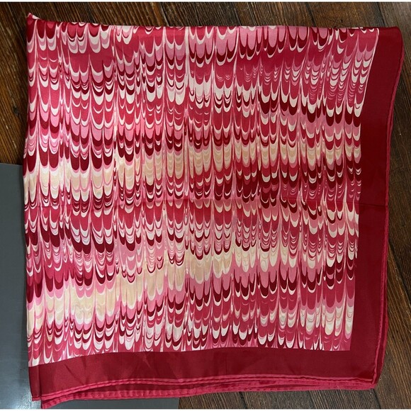 Vintage Ray Strauss Red Marbled Silk Scarf 27” Square Made in Japan - Picture 2 of 9